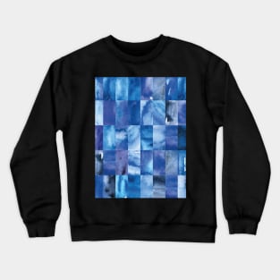 Abstract Minimal Blue Watercolour Mosaic Collage. Crewneck Sweatshirt